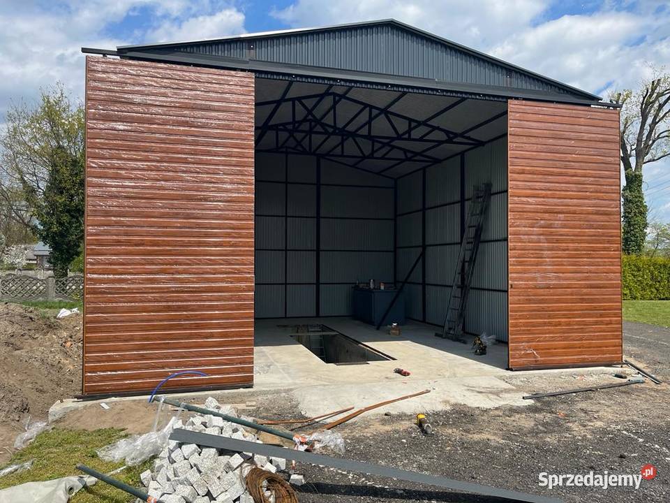 0377 GRAFITOWY Garaż Blaszany Przesuwna Brama Gołdap