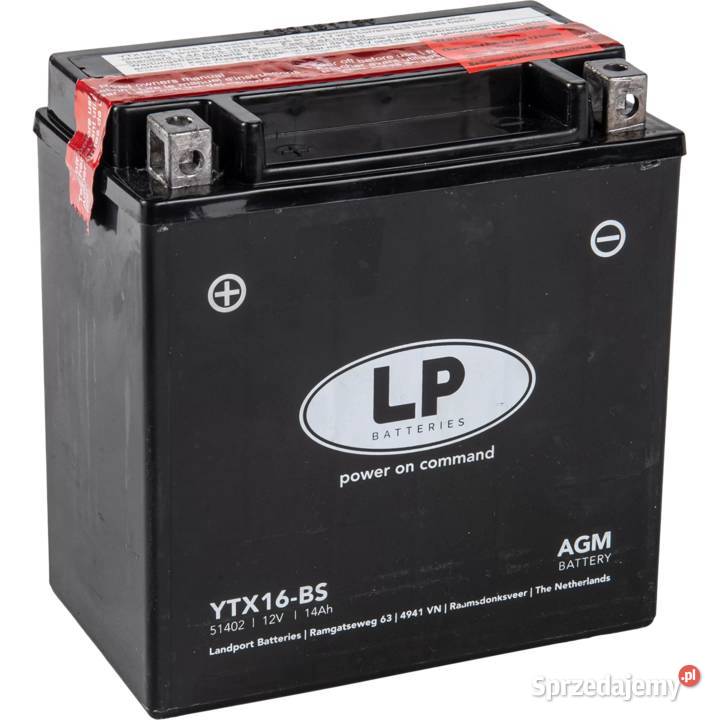 Akumulator motocyklowy Landport YTX16BS 12V 14Ah Łódź