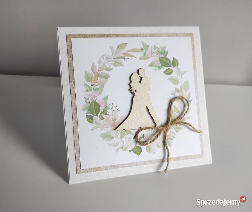 Kartka ręcznie robiona na ślub Para Mloda Łódź