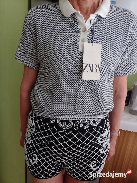 36S ZARA Krótka granatowy bluzka dzianinowa z Kraków