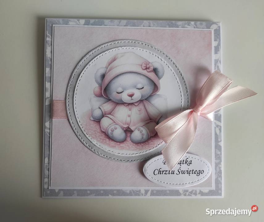 Kartka ręcznie robiona na Chrzest Święty z Łódź