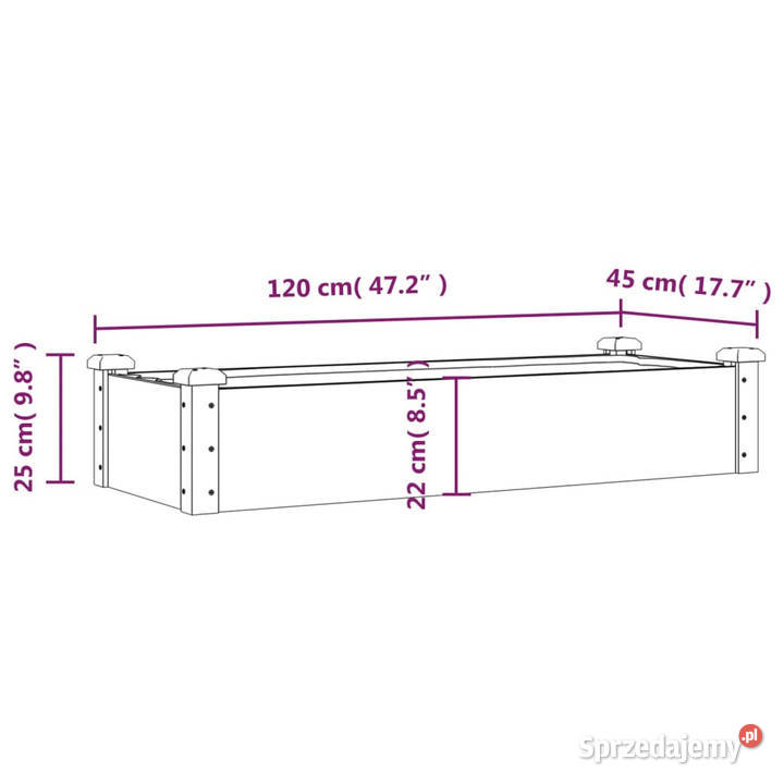 Podwyższona rabata z wyściółką 120x45x25 drewno Pozostałe Warszawa