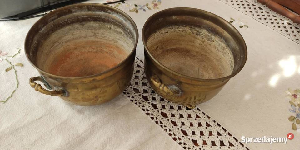 mosiężne stare osłonki doniczki 2 sztuki lubuskie Gorzów Wielkopolski