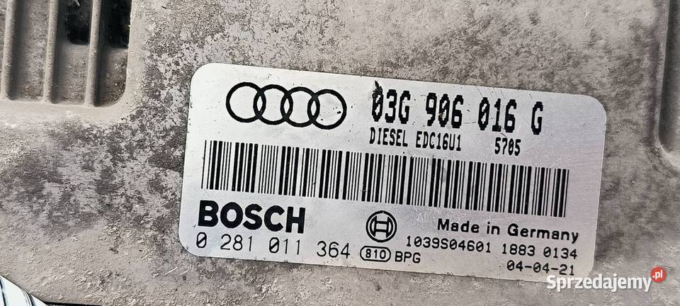KOMPUTER SILNIKA ECU AUDI A3 8P 0281011364 kujawsko-pomorskie Lipno