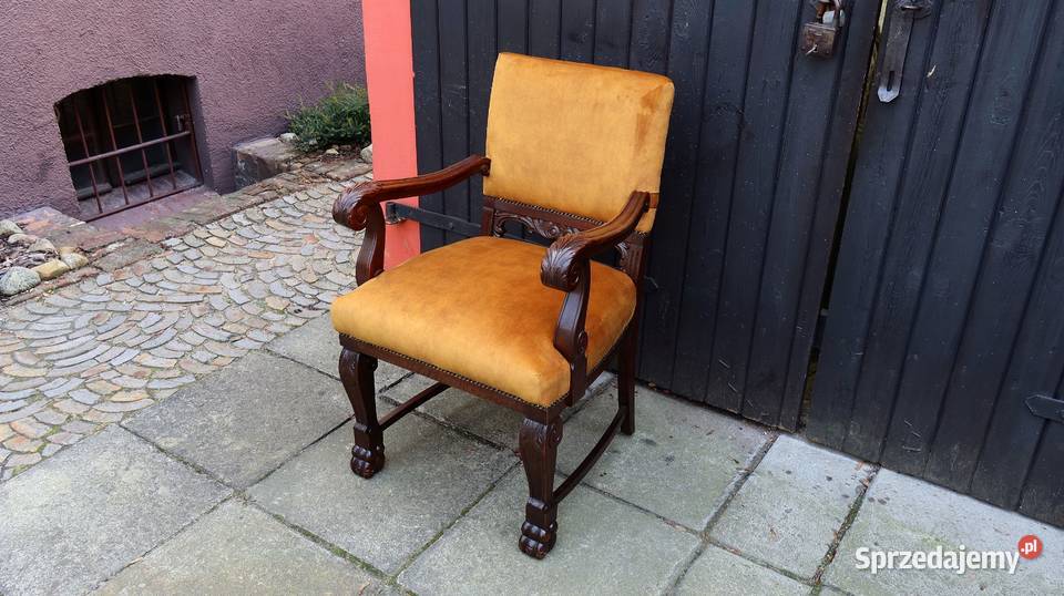 Unikatowy Neorenesansowy Fotel Tron Do Biurka Ziębice sprzedam