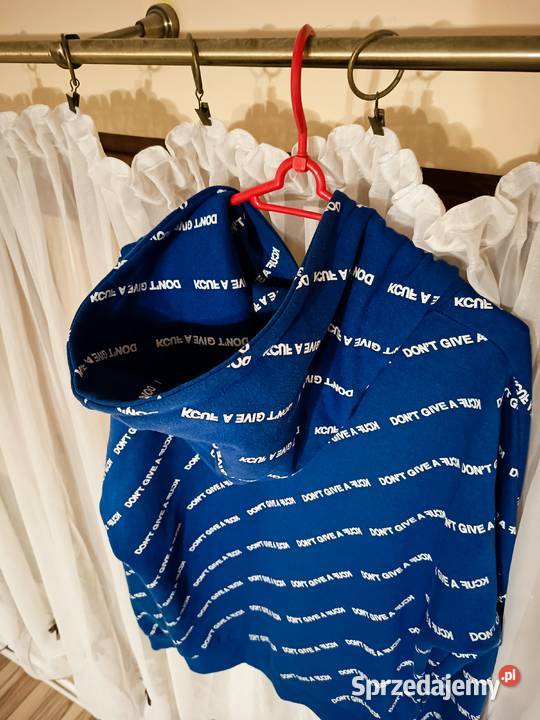 Niebieska Bluza z Kapturem Hoodie z Nadrukiem podlaskie Suwałki sprzedam