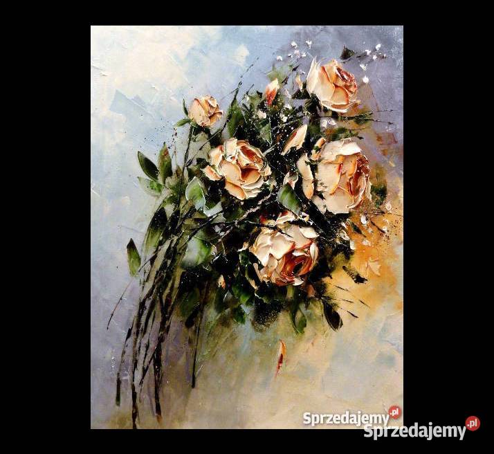 Obraz olejny 50x40 kwiaty róże Wrocław
