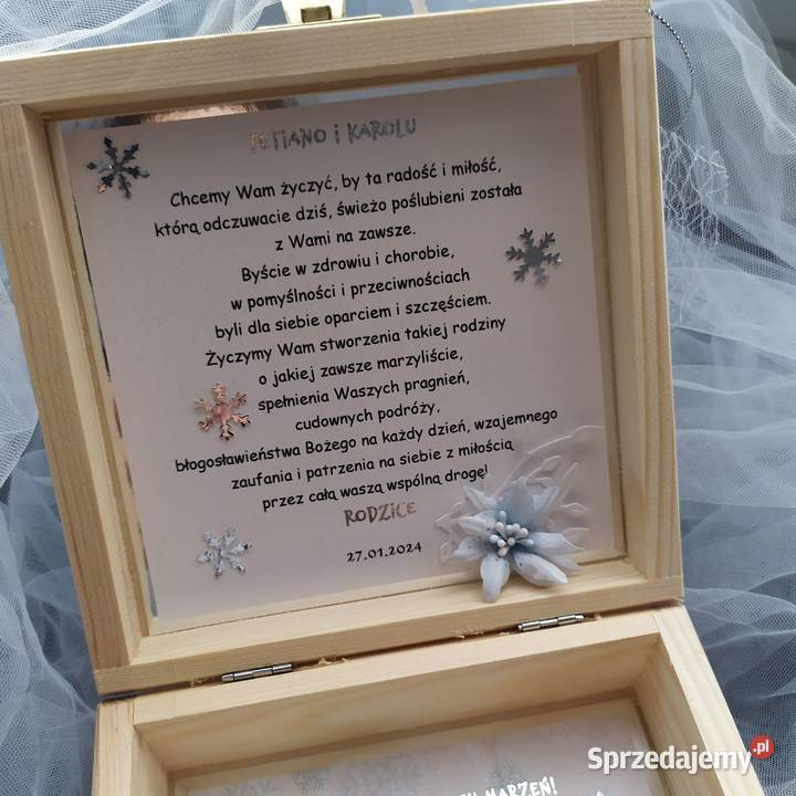 Pudełka drewniane Chrzest Ślub