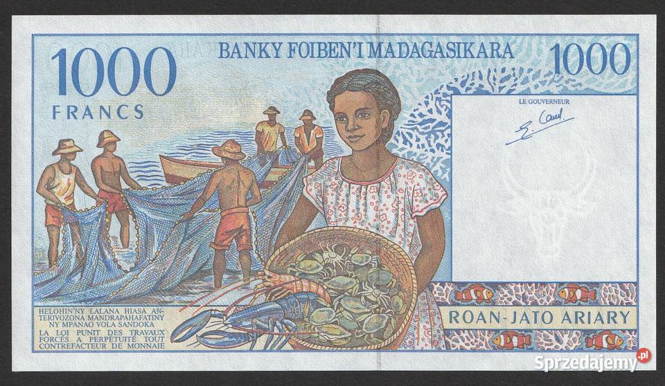MADAGASKAR 1000 FRANKÓW 1994 STAN BANKOWY UNC Numizmatyka sprzedam