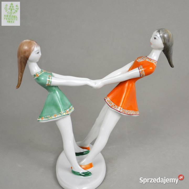 Look Dziewczynki wirujące w tańcu Hollohaza Porcelana i szkło mazowieckie Bronisze