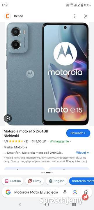 Sprzedam Motorola Moto E15 lubelskie Żółkiewka-Osada