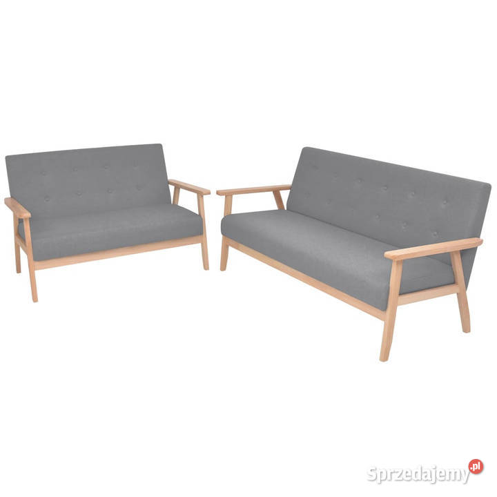 Zestaw sof 2 tkanina jasnoszara WM275178