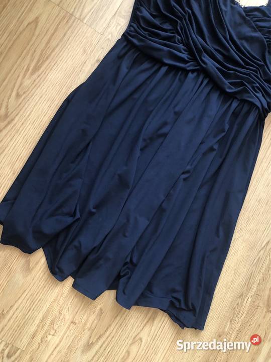 Elegancka granatowa sukienka na chrzciny wesele Kłodawa