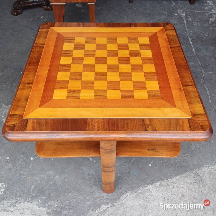 Stolik szachowy intarsjowany w stylu ArtDeco wielkopolskie Suchorzew