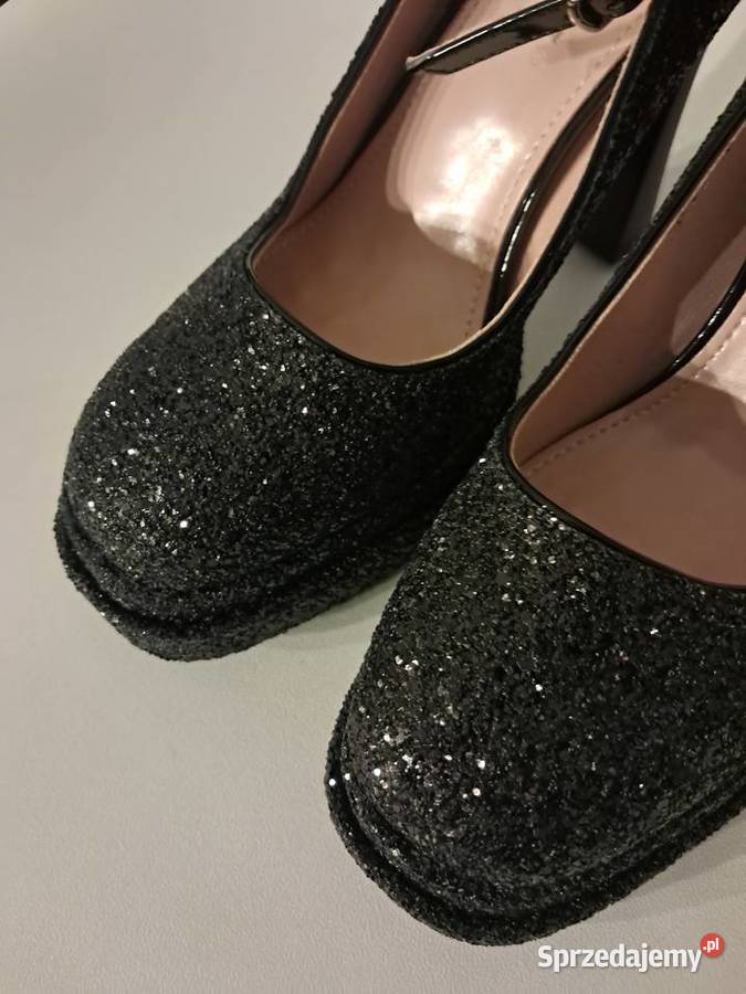 nowe czarne buty brokatowe rozmiar 38 wysokość Czółenka Sandomierz