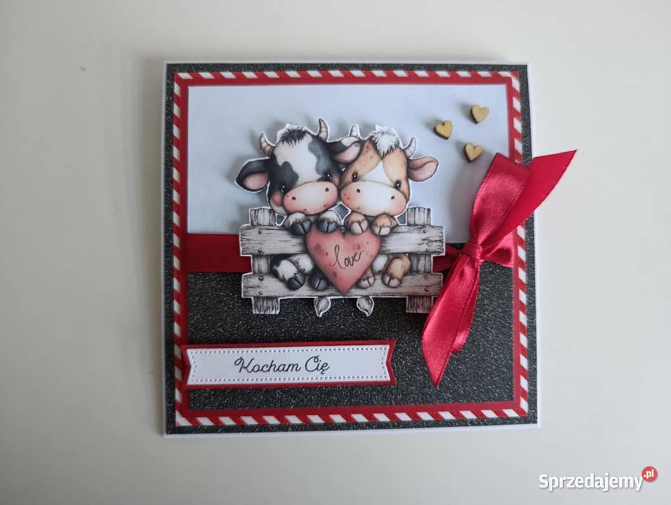 Kartka ręcznie robiona na walentynki Kocham Cię Łódź