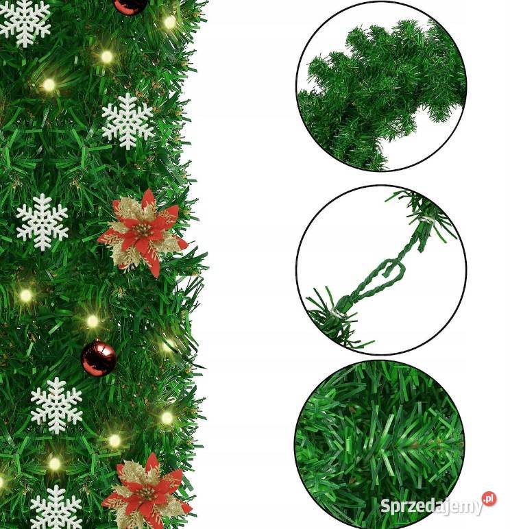 GIRLANDA CHOINKOWA ŚWIĄTECZNA ŁAŃCUCH SZTUCZNA zielony Boże Narodzenie Łódź