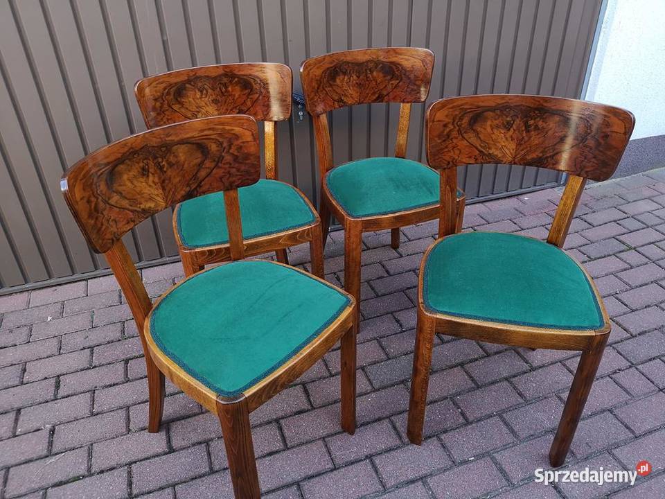 Krzesła ARTDECO Orzech Stare Antyk Komplet 4 wielkopolskie Swarzędz