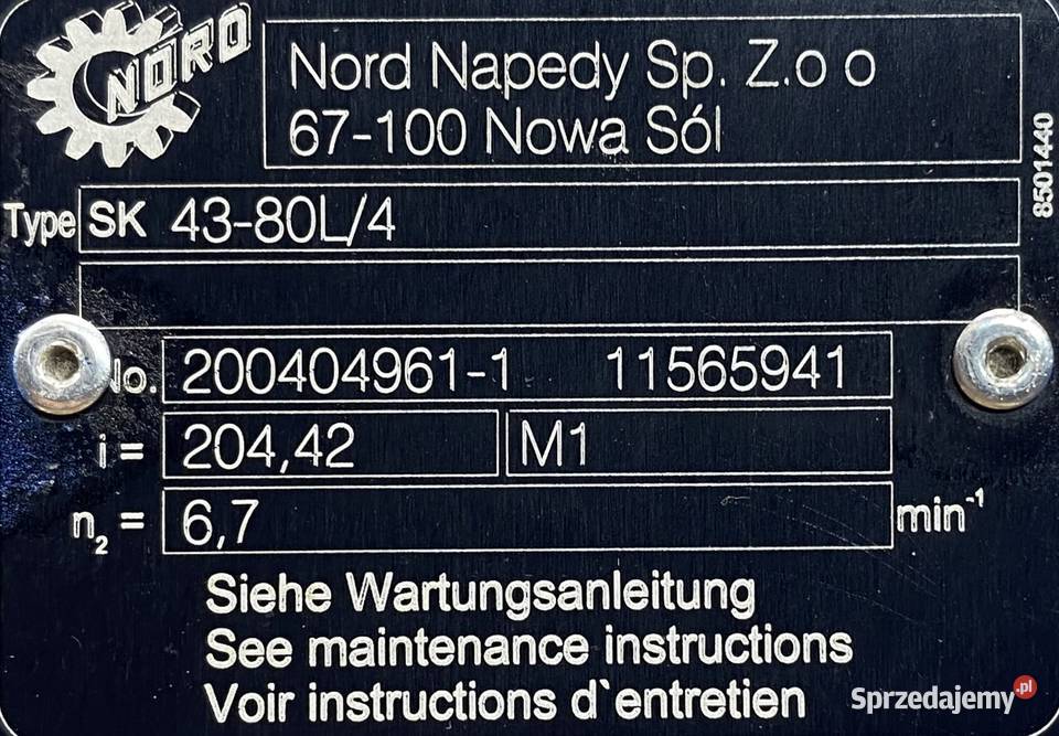 motoreduktor przekładnia 075kW 67obr 3fazowy Pigża sprzedam