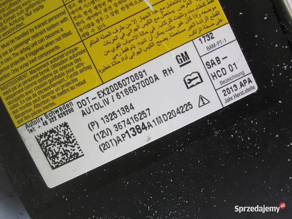 ASTRA J GTC 13r AIRBAG poduszka fotela prawa Kielce sprzedam