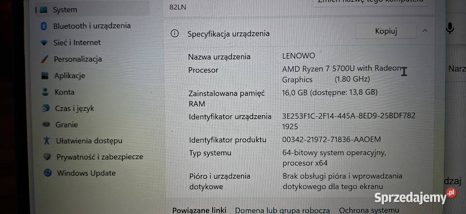 Laptop Lenowe E7440 Sprawny z Systemem 11 16GB Kielce