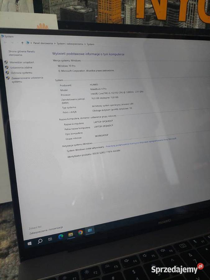 Huawei Matebook X Pro Laptop i5 16GB 521GB SSD Intel Core i5 pomorskie Puck