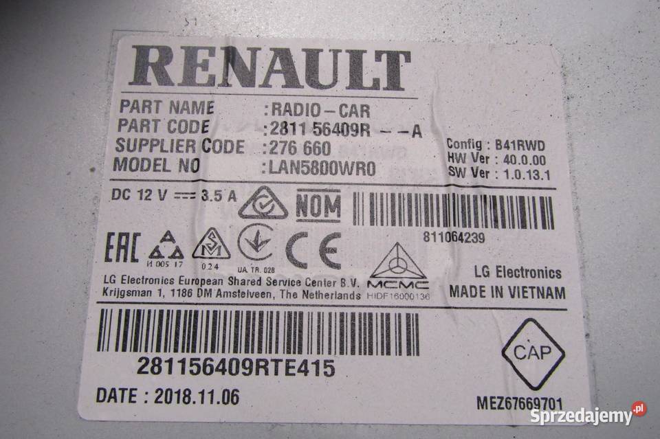 RADIO NAWIGACJA DACIA DUSTER II 281156409R