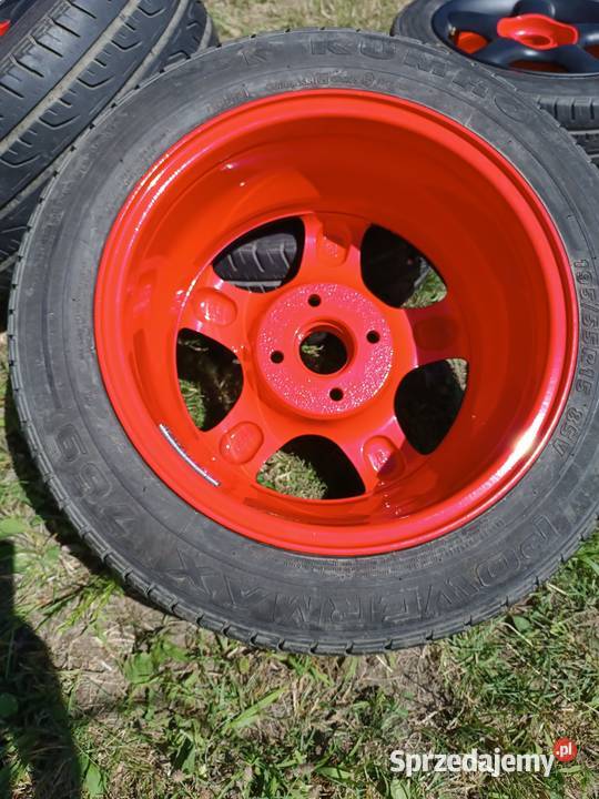 Alufelgi czarnoczerwone z oponami 4 x 108 19555 Białystok