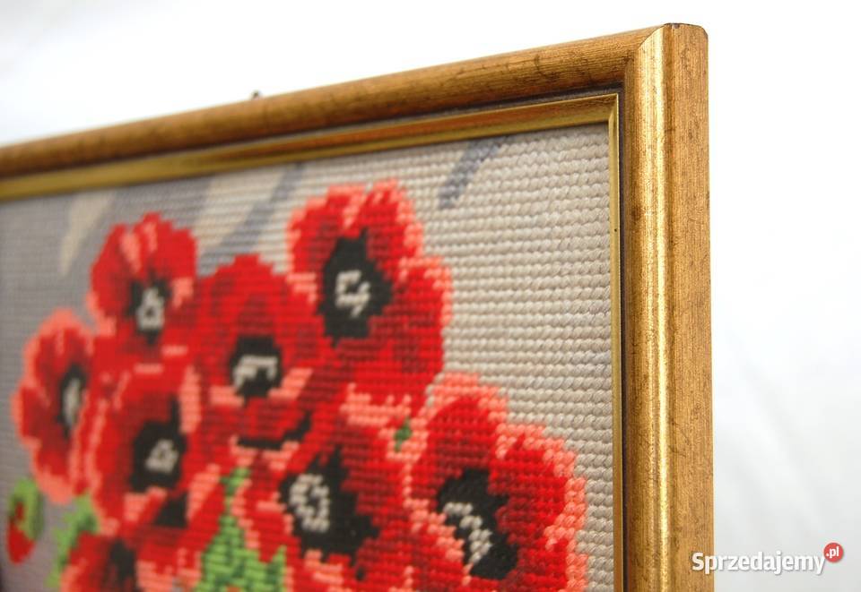 Maki kwiaty haftowane bukiet maków haftowany Lublin