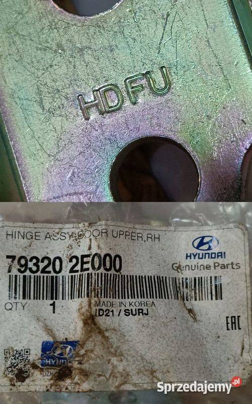HYUNDAI TUCSON ZAWIAS DRZWI PRAWY GÓRNY TYŁ Pleszew