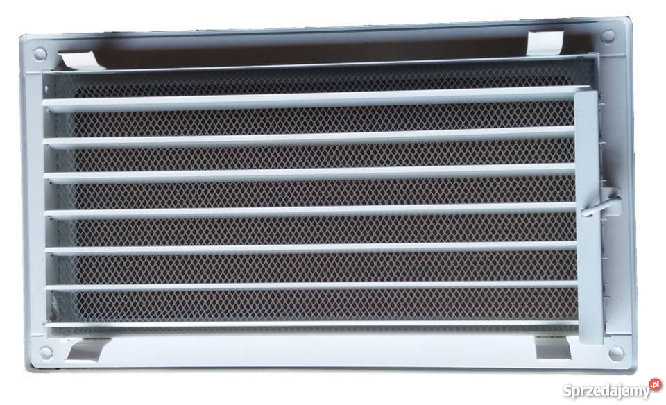 Kratka kominkowa biała 17 x 30 z żaluzjąramka stal