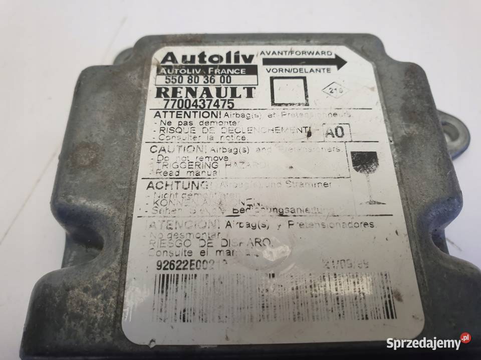 Megane I Scenic I MODUŁ SENSOR AIRBAG 7700437475 Rudka