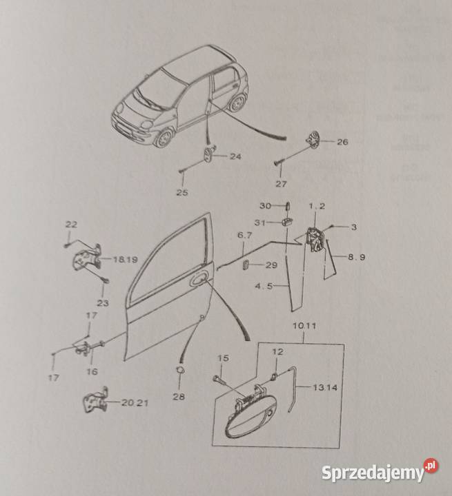 Śruba zamka rygla Daewoo tico matiz M8X125X18