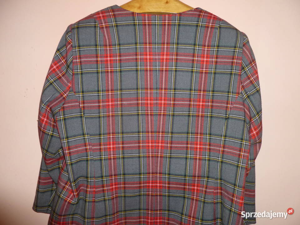 Żakiet popielaty w kratę Inny materiał Kraków sprzedam