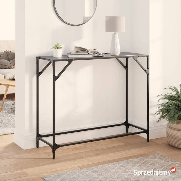 Stolik kawowy z czarnym szklanym blatem 98x35x81 Warszawa