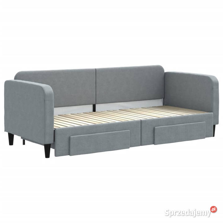 Sofa rozsuwana z szufladami jasnoszara tkanina mazowieckie Warszawa