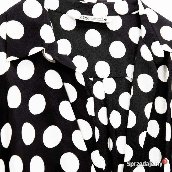 Zara piękna kopertowa czarna sukienka w białe Długość Mini mazowieckie Warszawa