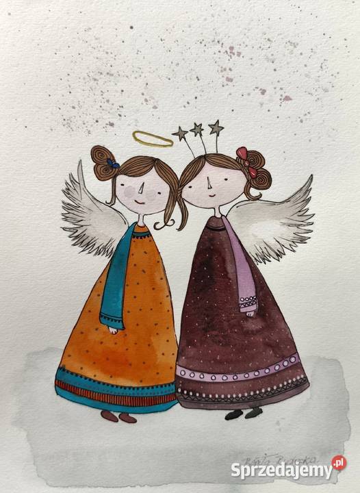 Akwarela Akwarelka Obraz pt Świąteczny Duet Rzeszów sprzedam