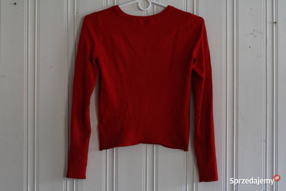 czerwony sweter bluzka HM xs 34 siatka siateczka Toruń