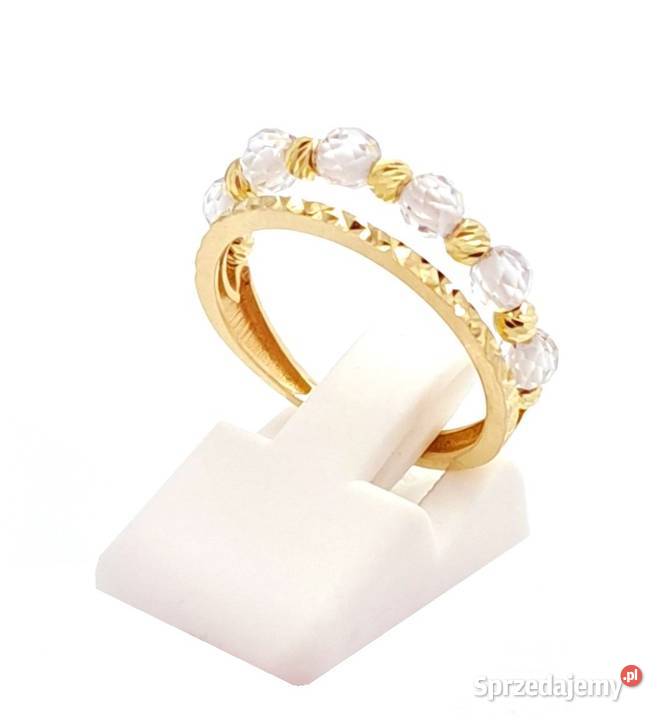 Pierścionek r10 Złoty pr333 Modern kwarc biały złote