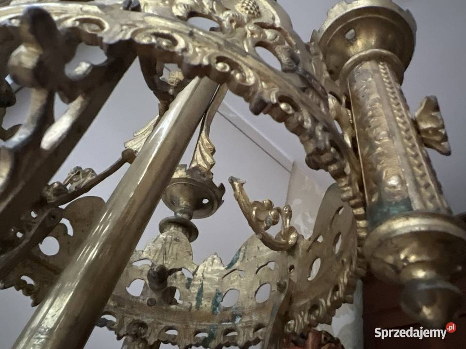 Kandelabr z brązu stary świecznik antyk Bystrzyca Kłodzka