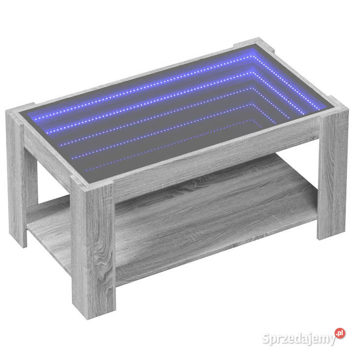 Stolik kawowy z LED szary dąb sonoma 93x53x45 mazowieckie Warszawa