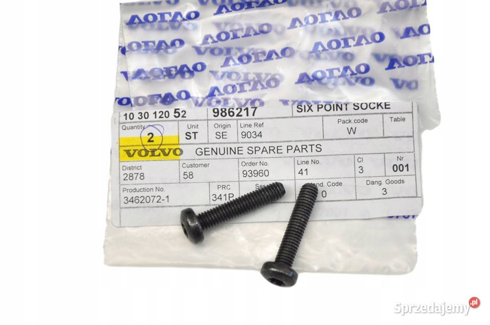 VOLVO sruba wkret oryginal M6x30 OE 986217 Gadgety motoryzacyjne Bielany Wrocławskie