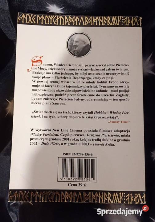 Władca pierścieni J R R Tolkien Rok wydania 2001 Poznań sprzedam