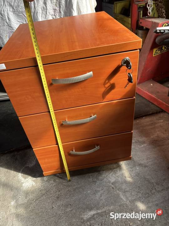 Szafka z szuflada i kluczem na kolkach drewno 62cm śląskie Sośnicowice