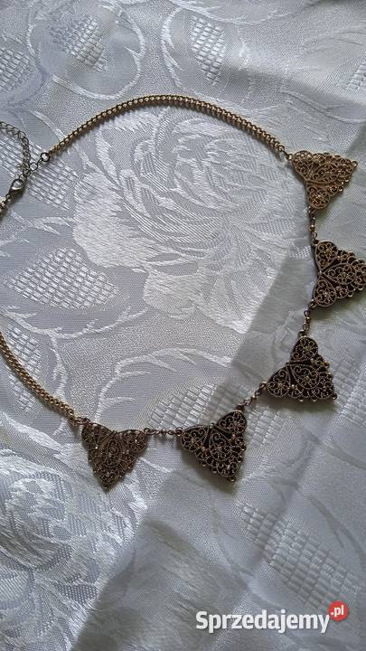 NIETUZINKOWY NASZYJNIK ZŁOCONY Z CYRKONIAMI wielkopolskie Piła