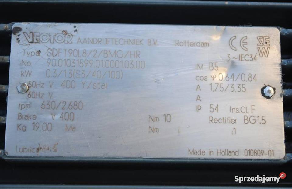 Motoreduktor dwubiegowy 0313kw 1770obr HAMULEC Kargowa