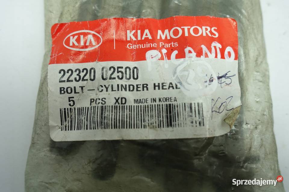 Kia Picanto 10 11 12V ŚRUBY GŁOWICY 2232002500 Rudka