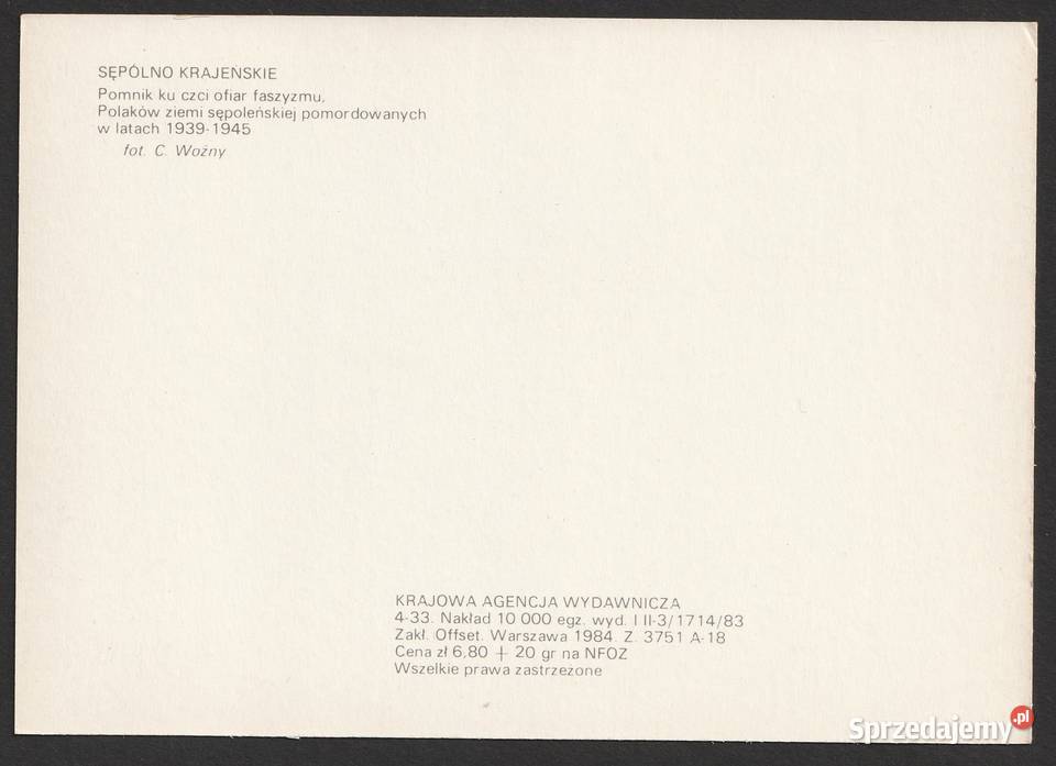 SĘPÓLNO KRAJEŃSKIE POMNIK OFIARY FASZYZMU 1984 Łódź