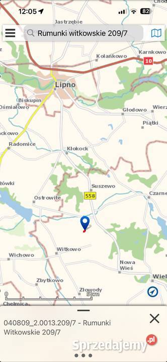 Działka budowlana z dostępem do jeziora Sprzedaż Rumunki Witkowskie sprzedam